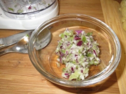 Chopped red onion and green pepper