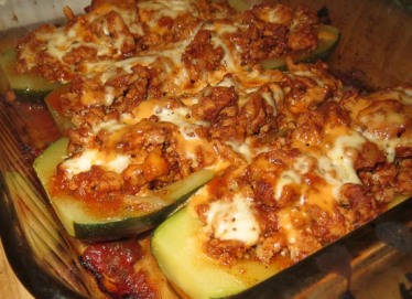 Zucchini boats fresh from the oven