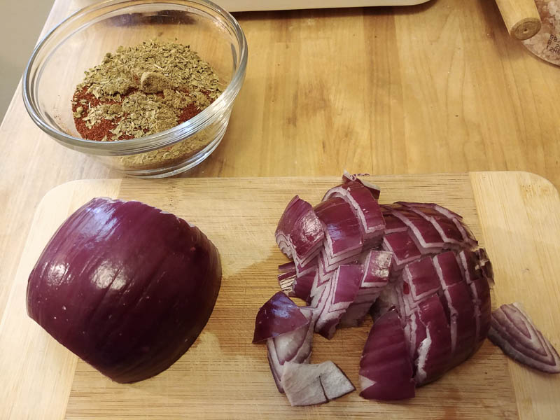 Spices and red onion