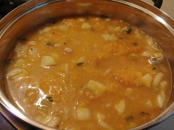 Butternut squash soup cooking